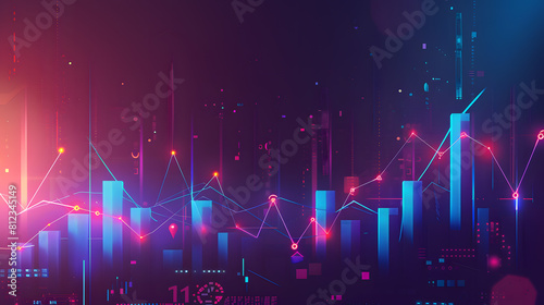 Abstract colorful background with financial charts and graphs. Vector Illustration.