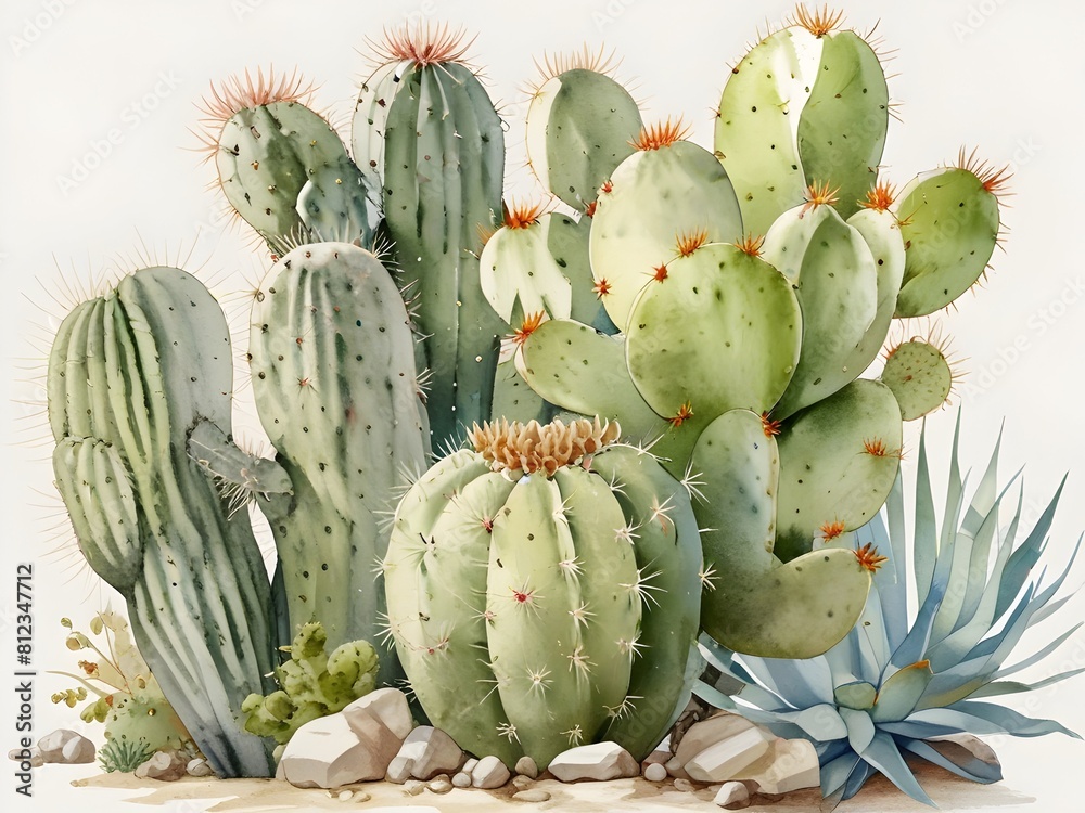 Cactus Flower Watercolor Plant Nature Art Cactus Flower Watercolor Plant Nature Art