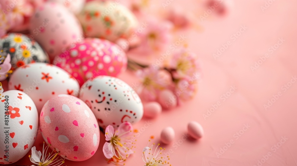 Decorative Easter Eggs Among Spring Blossoms Decorative Easter Eggs Among Spring Blossoms