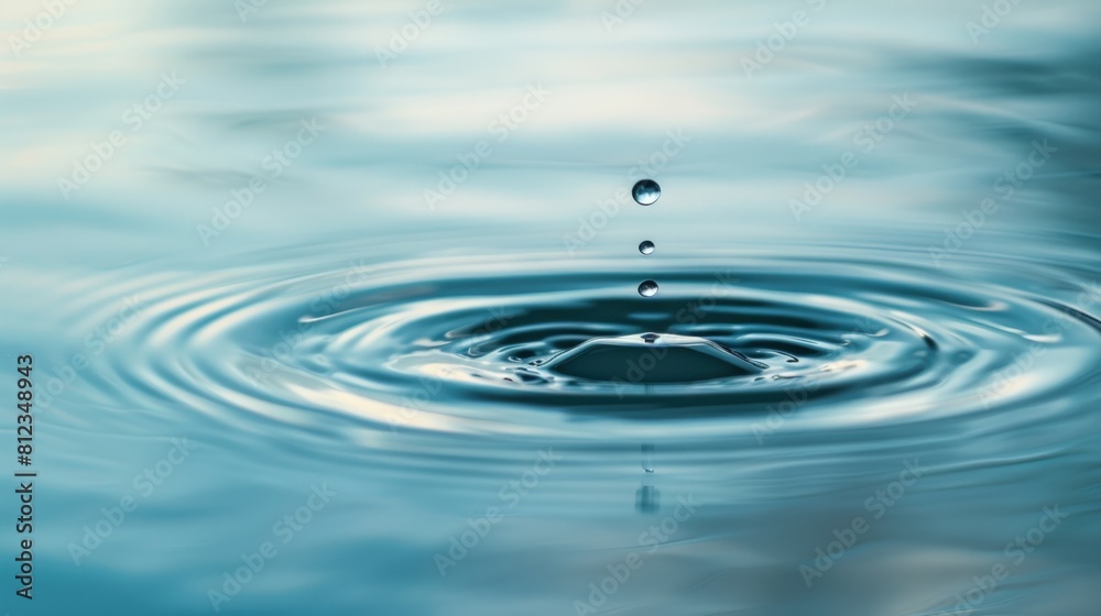 A serene scene unfolds as a single drop of water descends from above. A serene scene unfolds as a single drop of water descends from above.