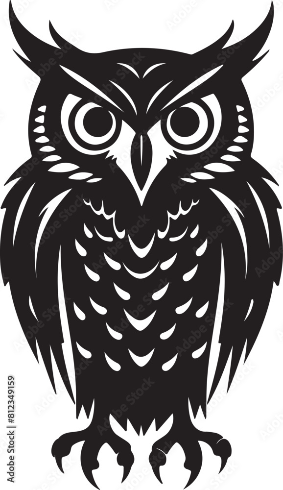 Obraz premium Owl Silhouette Vector Illustration White Background