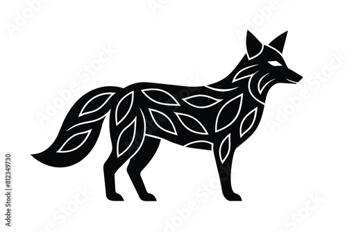 Template for laser cutting, wood carving, paper cut. Silhouettes for cutting. Fox vector stencil