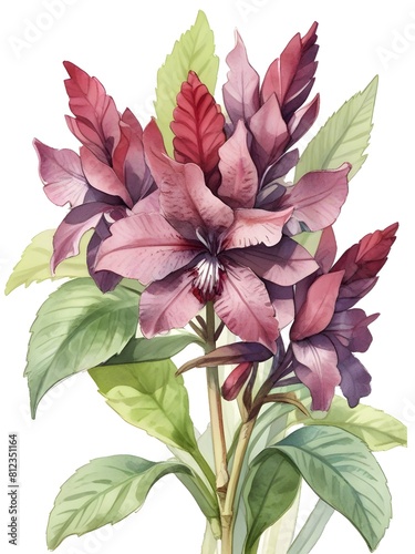 Celsia Flower Watercolor Plant Nature Art photo