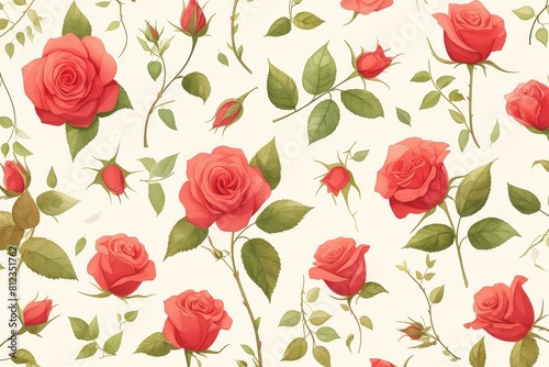 Timeless Elegance A Repeating Pattern of Roses and Ivy Leaves