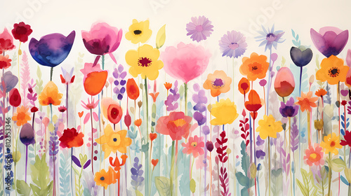 Abstract colorful flowers illustration background poster decorative painting