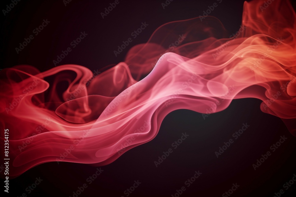 Obraz premium 煙や水の中のインクの質感の抽象テンプレート。黒背景にピンクとオレンジの流動体