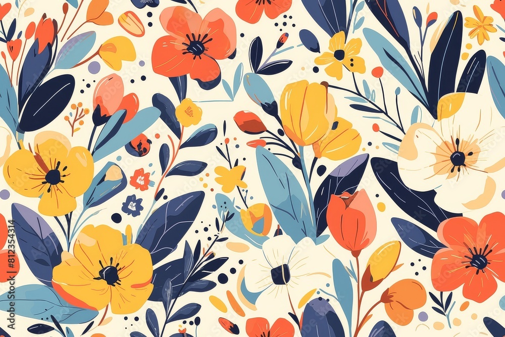 Tulip Symphony A Seamless Vector Pattern of Vibrant Blooms Swaying in the Field