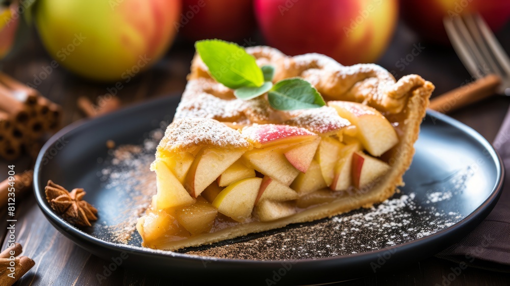 Tasty Autumn Delights: Apple Pie and Cranberries in Stunning 