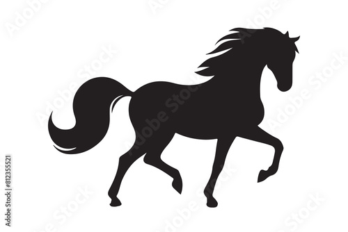 isolated black silhouette of a horse collection, Set of horse silhouette vector. A silhouette of a running horse, horse silhouette vector illustration