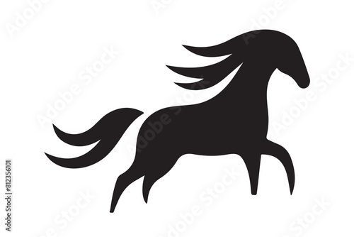 isolated black silhouette of a horse collection, Set of horse silhouette vector. A silhouette of a running horse, horse silhouette vector illustration