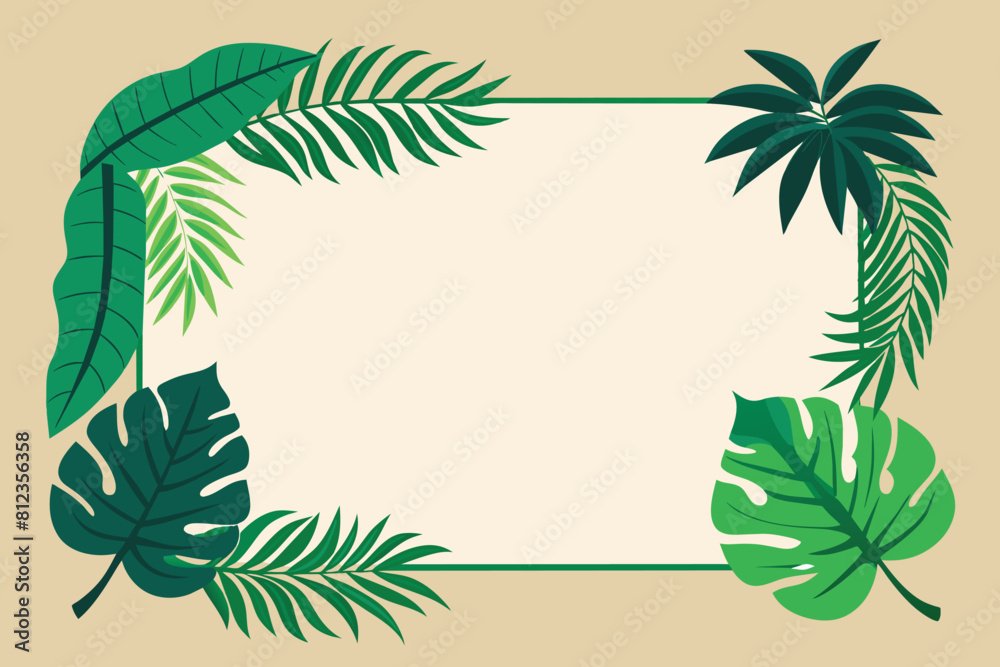 Tropical leaves frame vector