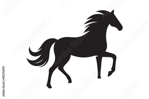 isolated black silhouette of a horse collection, Set of horse silhouette vector. A silhouette of a running horse, horse silhouette vector illustration
