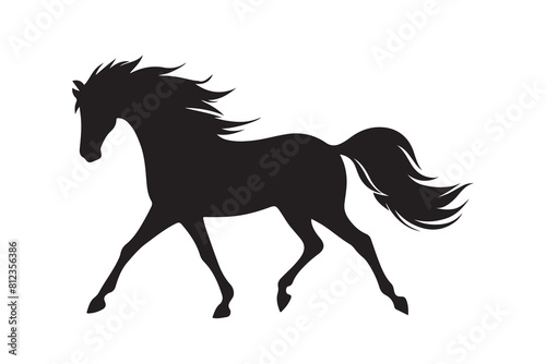 isolated black silhouette of a horse collection, Set of horse silhouette vector. A silhouette of a running horse, horse silhouette vector illustration