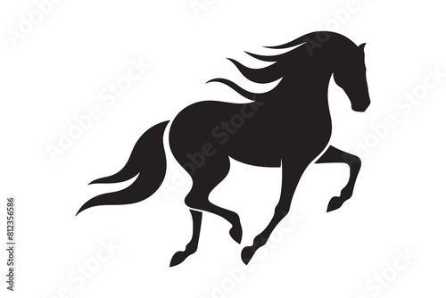 isolated black silhouette of a horse collection, Set of horse silhouette vector. A silhouette of a running horse, horse silhouette vector illustration