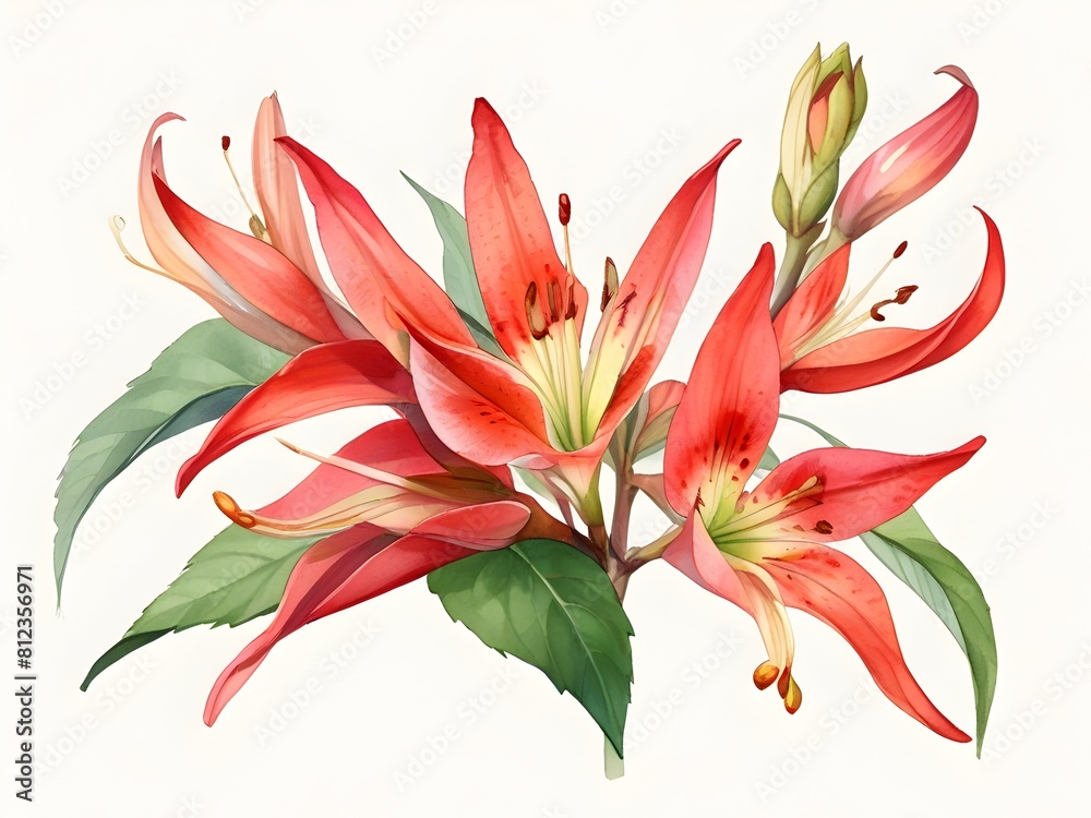 Clianthus Flower Watercolor Plant Nature Art