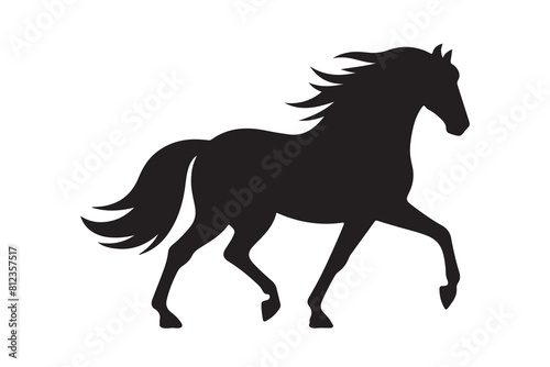 isolated black silhouette of a horse collection, Set of horse silhouette vector. A silhouette of a running horse, horse silhouette vector illustration