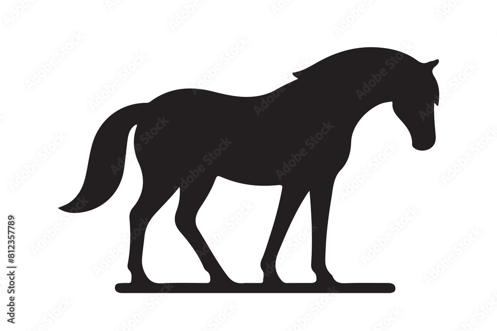 isolated black silhouette of a horse collection, Set of horse silhouette vector. A silhouette of a running horse, horse silhouette vector illustration