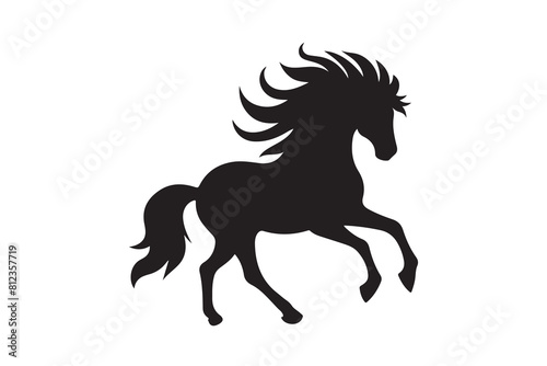 isolated black silhouette of a horse collection, Set of horse silhouette vector. A silhouette of a running horse, horse silhouette vector illustration