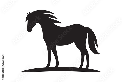 isolated black silhouette of a horse collection, Set of horse silhouette vector. A silhouette of a running horse, horse silhouette vector illustration