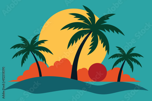 Tropical Scene Illustration Vector