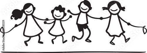 Children Holding Hands in Playful Dance