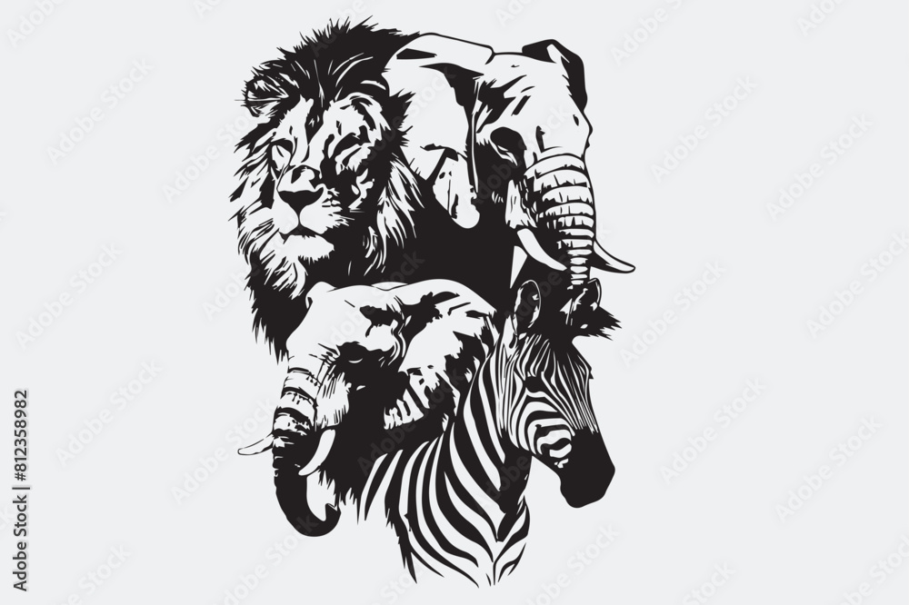Obraz premium Lion Elephant Vectors