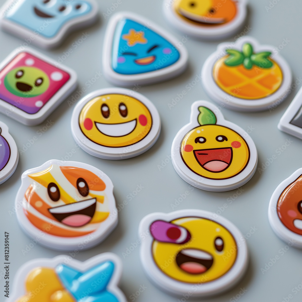 A pile of colorful and diverse emoji stickers, with various facial expressions and designs. A pile of colorful and diverse emoji stickers, with various facial expressions and designs.