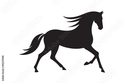 isolated black silhouette of a horse collection, Set of horse silhouette vector. A silhouette of a running horse, horse silhouette vector illustration