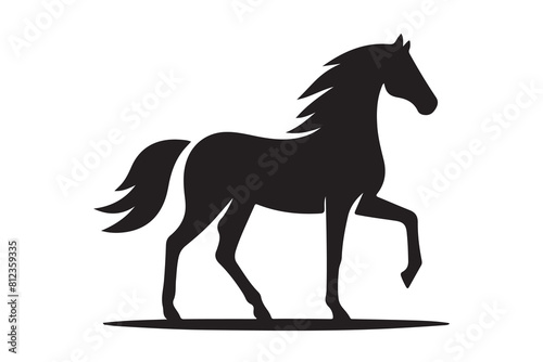 isolated black silhouette of a horse collection, Set of horse silhouette vector. A silhouette of a running horse, horse silhouette vector illustration