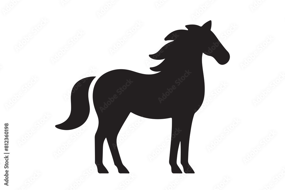 isolated black silhouette of a horse collection, Set of horse silhouette vector. A silhouette of a running horse, horse silhouette vector illustration