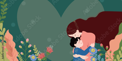 Tender Mother and Child Embrace in Nature