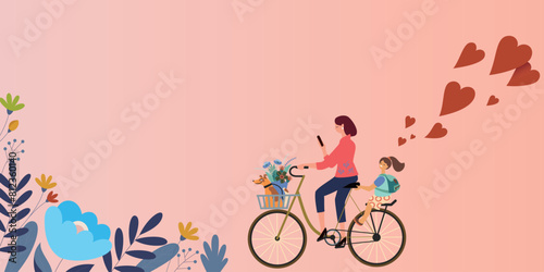 Joyful Bicycle Ride with Family and Pets