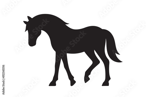 isolated black silhouette of a horse collection, Set of horse silhouette vector. A silhouette of a running horse, horse silhouette vector illustration