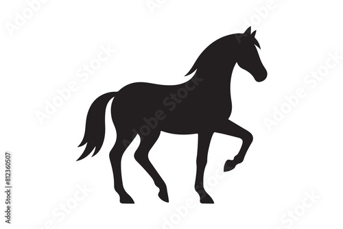 isolated black silhouette of a horse collection, Set of horse silhouette vector. A silhouette of a running horse, horse silhouette vector illustration