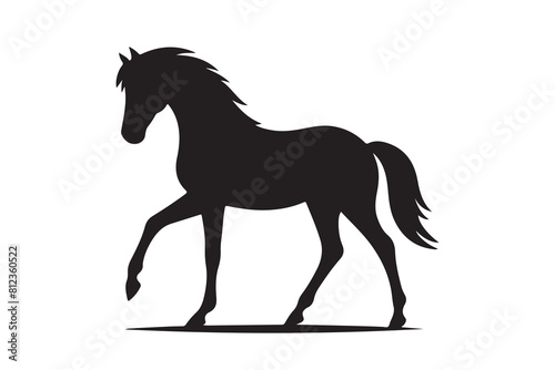 isolated black silhouette of a horse collection, Set of horse silhouette vector. A silhouette of a running horse, horse silhouette vector illustration