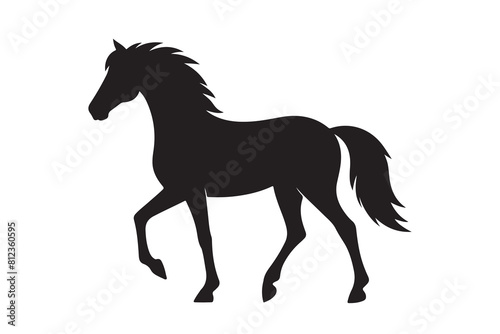 isolated black silhouette of a horse collection, Set of horse silhouette vector. A silhouette of a running horse, horse silhouette vector illustration