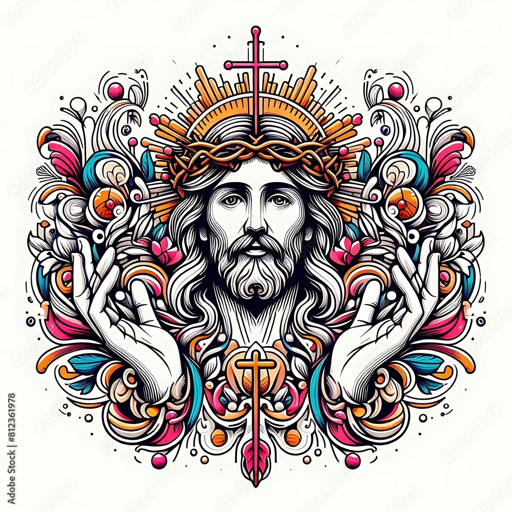 A drawing of a jesus christ with a crown of thorns and hands image photo harmony lively illustrator. A drawing of a jesus christ with a crown of thorns and hands image photo harmony lively illustrator.