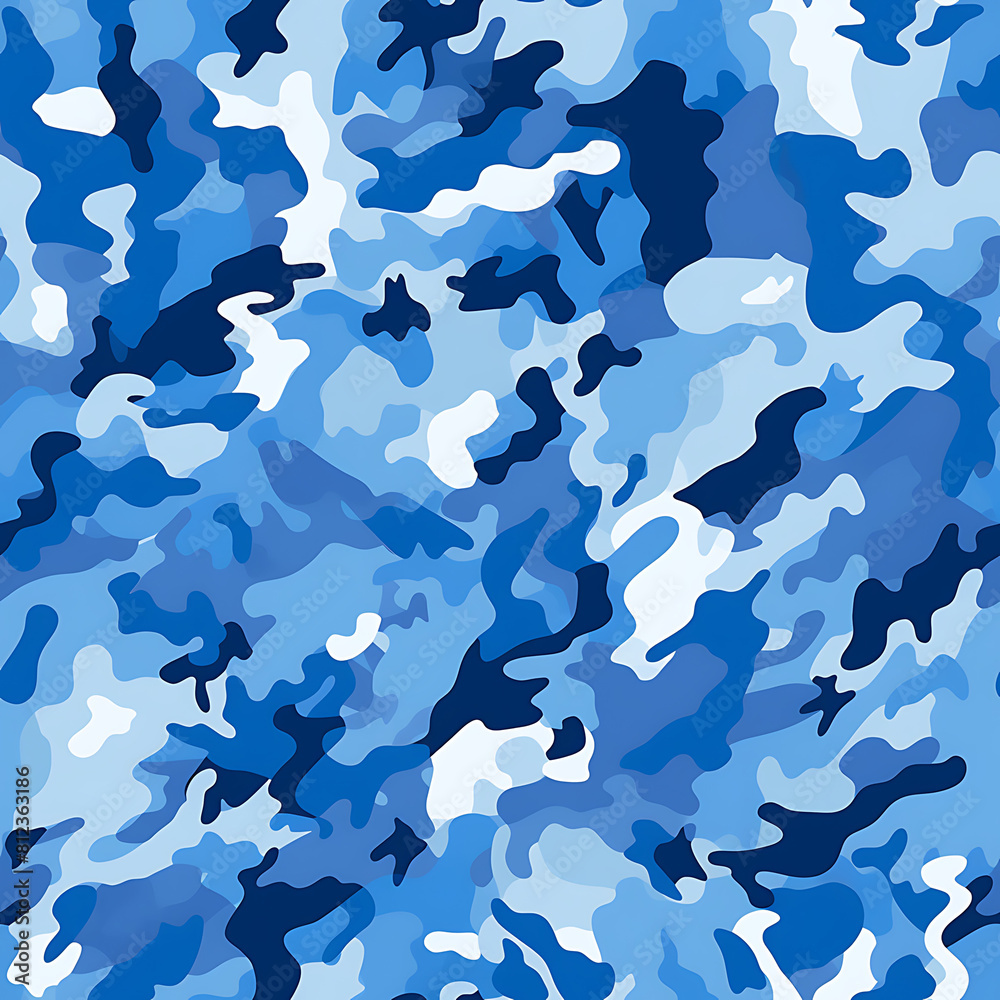 Blue camouflage digital art seamless pattern, the design for apply a variety of graphic works