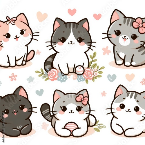 Many cats with different poses image art photo attractive has illustrative meaning illustrator.