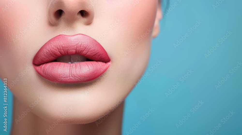 Closeup view of beautiful plump female lips, subtly enhanced by natural makeup, Ai Generated Closeup view of beautiful plump female lips, subtly enhanced by natural makeup, Ai Generated