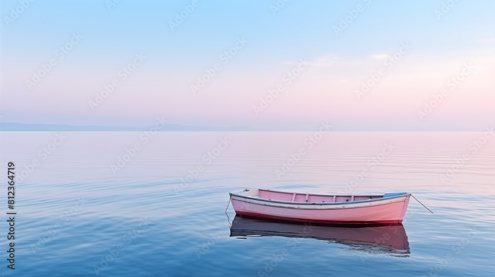 Minimal boat and Ocean with pastel light and copy space for Commercial Photography Minimal boat and Ocean with pastel light and copy space for Commercial Photography