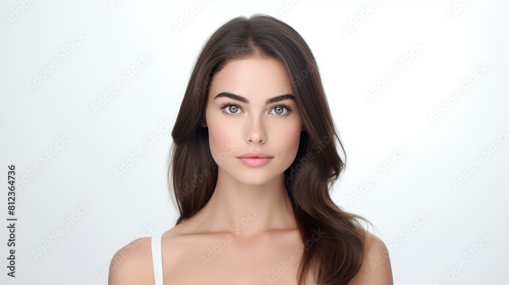 Young, beautiful woman smiling directly at the camera, isolated on white, Ai Generated Young, beautiful woman smiling directly at the camera, isolated on white, Ai Generated