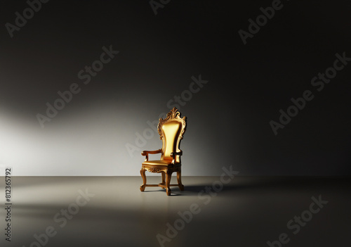 The golden chair, a masterpiece of design, blended perfectly with the modern aesthetics.