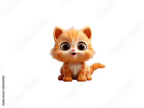 3D Cartoon Cute Orange Cat Generative AI