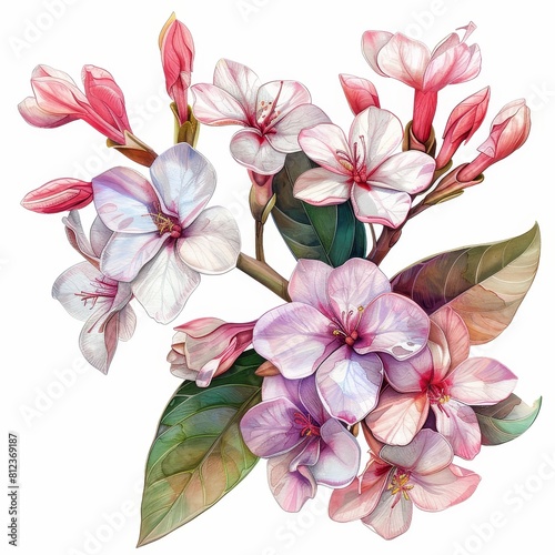 Pink and white flowers.
