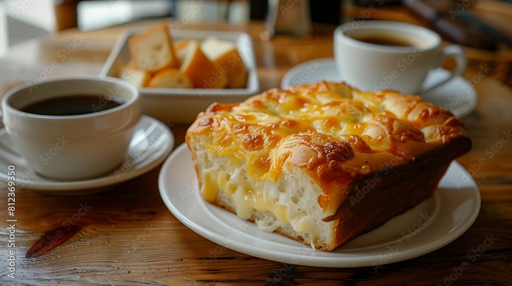 Cheese bread with cup of coffee Cheese bread with cup of coffee