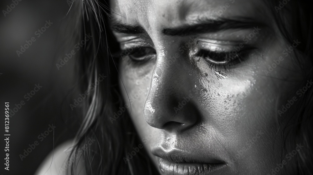 a woman with a teary face a woman with a teary face