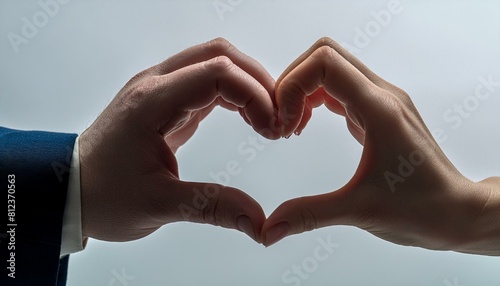 Male and female hands forming a heart shape   isolated on white background