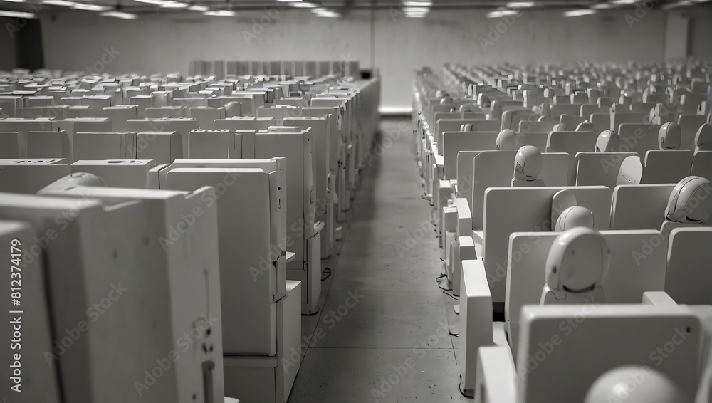 Fototapeta premium In a sea of solid white, a lone handsfree device stands out, silently awaiting its next connection ai_generated