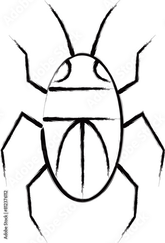 筆書きミニ昆虫イラストアイコン　ゴキブリ